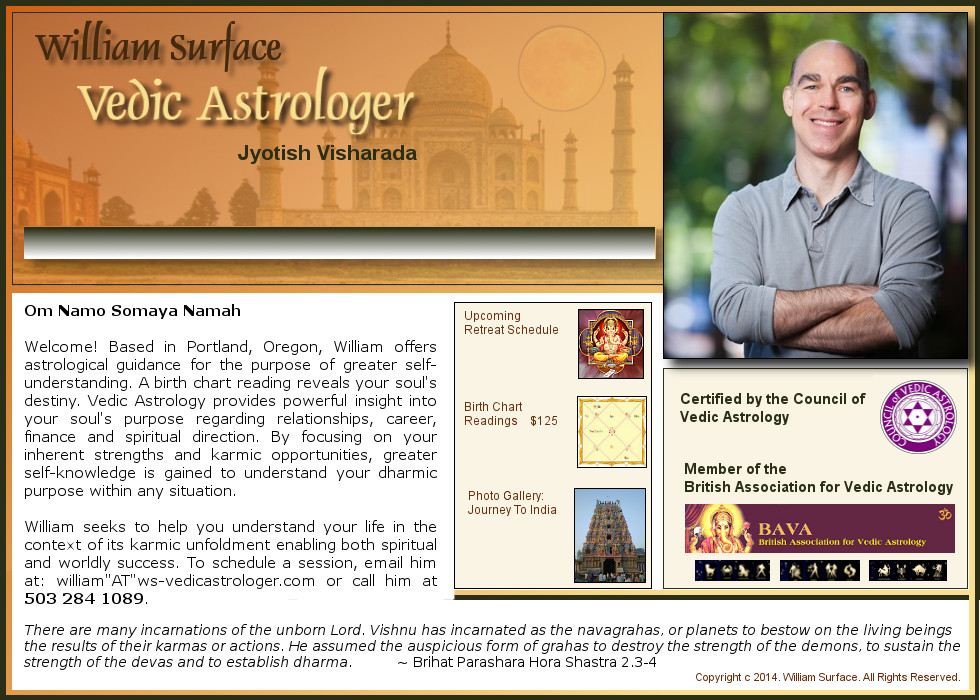 William Surface:
              Vedic Astrologer